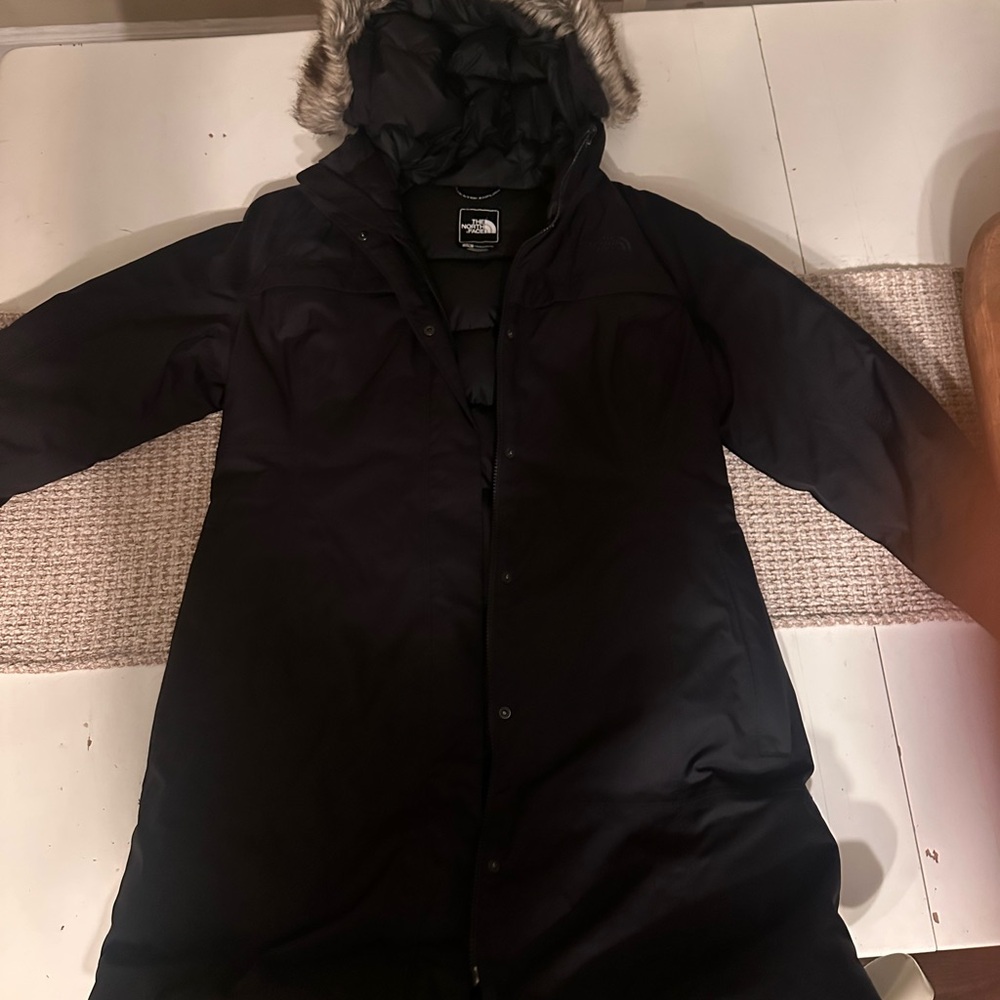 The North Face Women's Black Hooded Parka with Faux Fur Trim